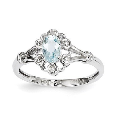 Aquamarine &amp; Diamond March Ring Sterling Silver QBR22MAR, MPN: QBR22MAR, 883957397436