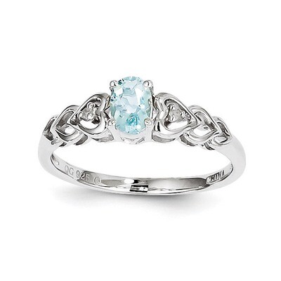 Aquamarine &amp; Diamond March Ring Sterling Silver QBR23MAR, MPN: QBR23MAR, 883957495644