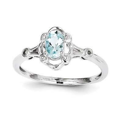 Aquamarine &amp; Diamond March Ring Sterling Silver QBR21MAR, MPN: QBR21MAR, 883957354279