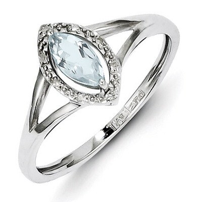 Aquamarine Marquise Ring Sterling Silver Rhodium-plated Diamond QR4499AQ, MPN: QR4499AQ, 8839576801…