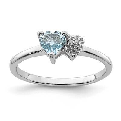 Aquamarine and Diamond Ring Sterling Silver Polished QR7063MAR, MPN: QR7063MAR, 883957813967