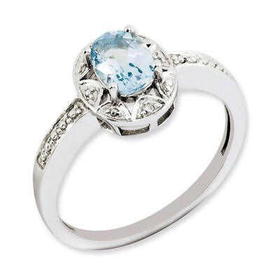 March Aquamarine Ring Sterling Silver Diamond QBR10MAR, MPN: QBR10MAR, 886774188010