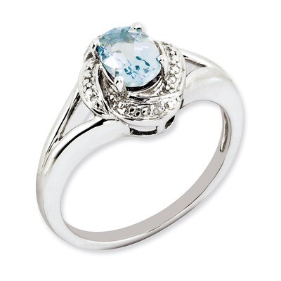 March Aquamarine Ring Sterling Silver Diamond QBR12MAR, MPN: QBR12MAR, 886774189185