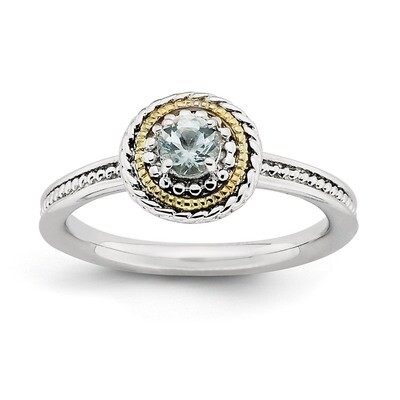 14k Gold Aquamarine Ring - Sterling Silver QSK916, MPN: QSK916, 886774229706