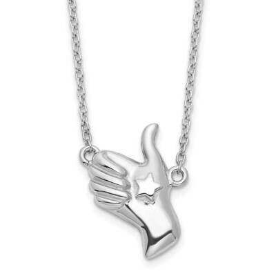 Thumbs Up Necklace 18 Inch Sterling Silver Rhodium-Plated QG6180-18, MPN: QG6180-18, 196904163030