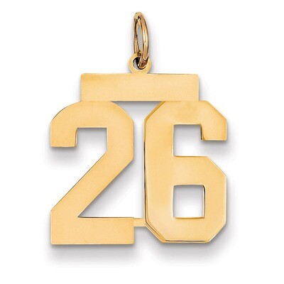 Number 26 Charm 14k Gold Medium Polished LM26, MPN: LM26, 883957133027
