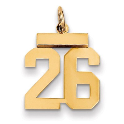 Number 26 Charm 14k Gold Small Polished LS26, MPN: LS26, 883957033457