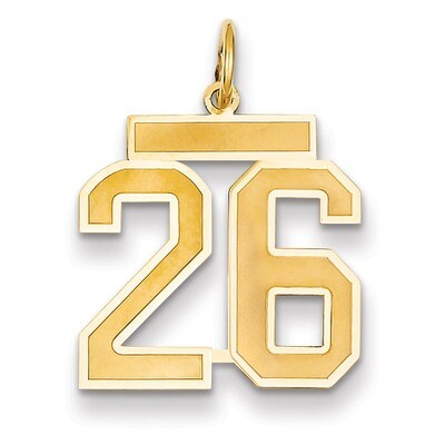 Number 26 Charm 14k Gold Medium Satin LSM26, MPN: LSM26, 883957073972