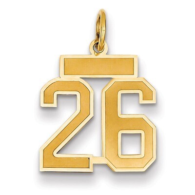 Number 26 Charm 14k Gold Small Satin  LSS26, MPN: LSS26, 883957069036
