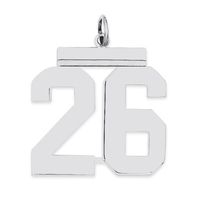 Charm Number 26 Polished Sterling Silver Large QPL26, MPN: QPL26, 191101280771