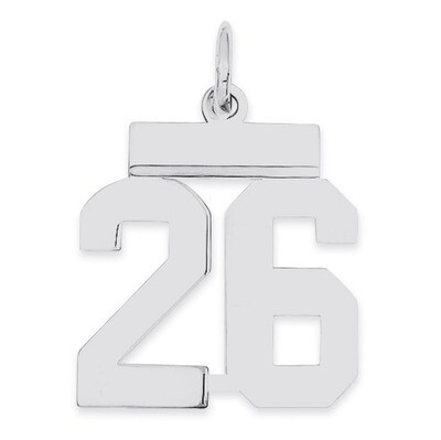 Pendant Number 26 Polished Sterling Silver Small QSS26, MPN: QSS26, 883957100753
