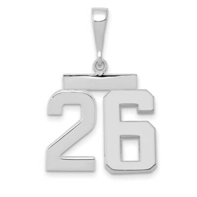 Number 26 Charm 14k White Gold Polished Medium WMP26, MPN: WMP26, 196904076033