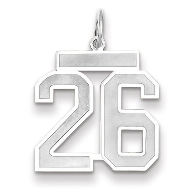 Number 26 Charm Medium Satin 14k white Gold WSM26, MPN: WSM26, 883957077321