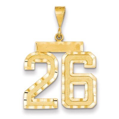 Number 26 Charm 14k Gold Large Diamond-cut LN26, MPN: LN26, 883957122175