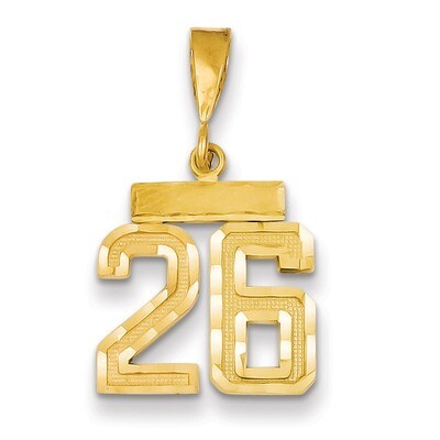 Number 26 Charm 14k Gold Small Diamond-cut SN26, MPN: SN26, 883957104188