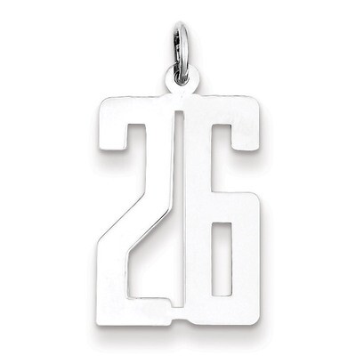 Charm Number 26 Elongated Pol Sterling Silver Small QES26, MPN: QES26, 191101190087