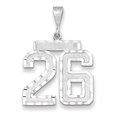 Number 26 Charm 14k white Gold Large Diamond -cut WLN26, MPN: WLN26, 883957123554