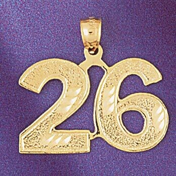 Dazzlers Jewelry Number 26 Pendant Necklace Charm Bracelet in Yellow, White or Rose Gold 950926, MP…