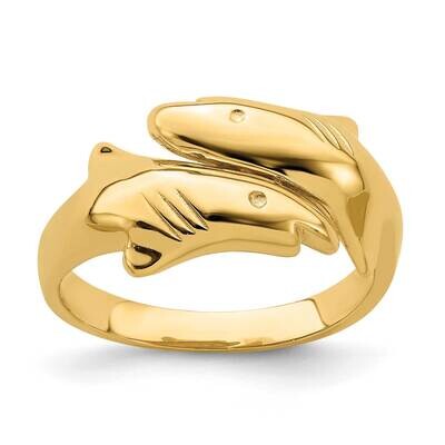 Double Shark Ring 14k Gold Polished R809, MPN: R809, 196904047637