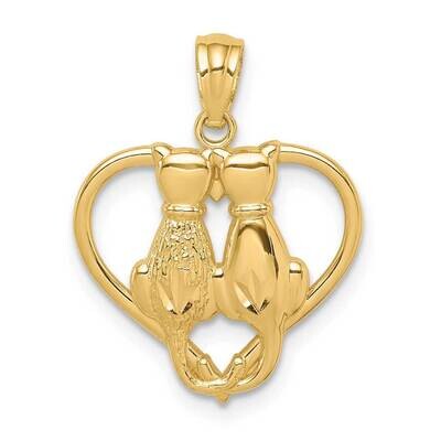 Sitting Cats in a Heart Pendant 14k Gold C4622, MPN: C4622, 883957222165