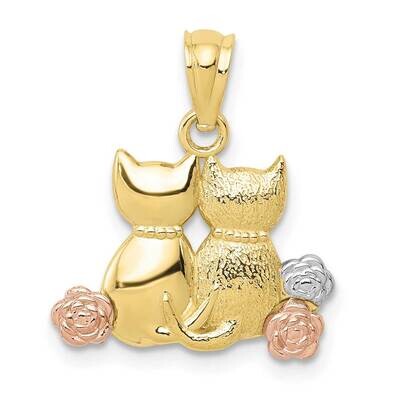 Two-Tone &amp; Rhodium Cats Pendant 10k Gold 10D4236, MPN: 10D4236,