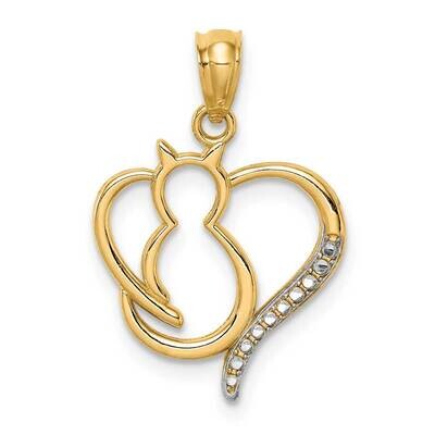 Sitting Cat in a Heart Pendant 14k White Gold Rhodium C4624, MPN: C4624, 883957966649