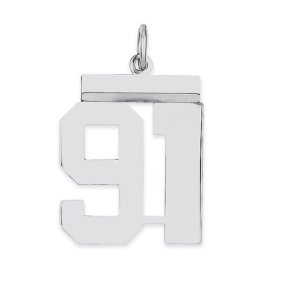 Pendant Number 91 Polished Sterling Silver Medium QMS91, MPN: QMS91, 191101278631