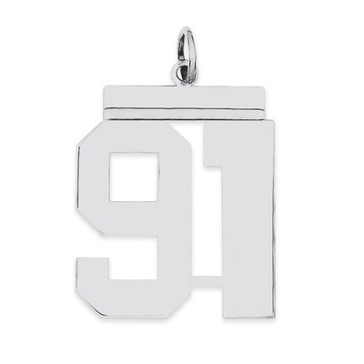 Charm Number 91 Polished Sterling Silver Large QPL91, MPN: QPL91, 191101281419