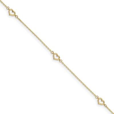 Heart with 1 inch Extender Anklet 14k Gold ANK300-10, MPN: ANK300-10, 886774119427