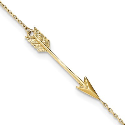 Arrow with 1 inch Extender Anklet 14k Gold Polished ANK275-9, MPN: ANK275-9, 868044168830