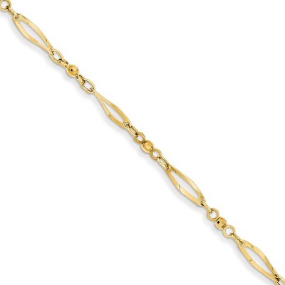 Diamond-cut Anklet 9 Inch 14k Gold Polished ANK6-9, MPN: ANK6-9, 869786045878
