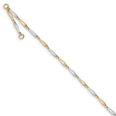 Link Anklet 14k Two-tone Gold Polished ANK298-10, MPN: ANK298-10, 886774043869