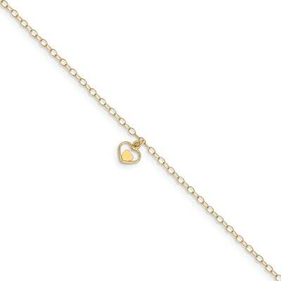 Hearts with 1 inch extender Anklet 14k Gold Polished  ANK294-10, MPN: ANK294-10, 883957012223