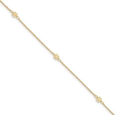 Flowers with 1 inch extender Anklet 14k Gold Polished  ANK306-10, MPN: ANK306-10, 883957012285