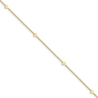 Hearts with 1 inch extender Anklet 14k Gold Polished  ANK305-10, MPN: ANK305-10, 883957012261