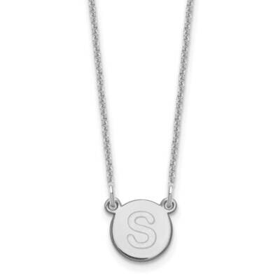 Tiny Circle Block Initial Letter S Necklace 10k White Gold 10XNA722W/S, MPN: 10XNA722W/S,