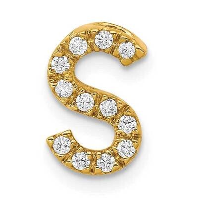 Initial S Charm 14k Gold Diamond PM5221S-013-YA, MPN: PM5221S-013-YA, 191101543920