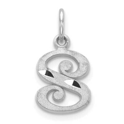 Initial S Charm 10k White Gold Diamond-cut 10WCH139-S, MPN: 10WCH139-S,