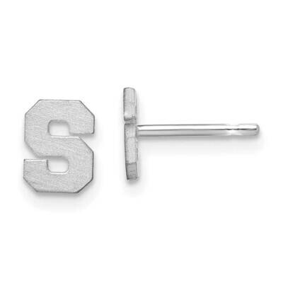 Initial Letter S Post Earrings 14k White Gold Laser Brushed XNE45W/S, MPN: XNE45W/S, 883957948102