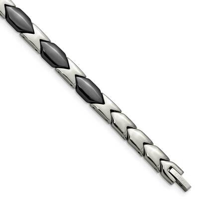 Black Ceramic 7.5 Inch Bracelet Titanium TBB145-7.5 by Chisel, MPN: TBB145-7.5, 191101192685