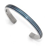 Edward Mirell Titanium Triple Groove Blue Anodized Cuff Bracelet EMB168 by Edward Mirell, MPN: EMB1…