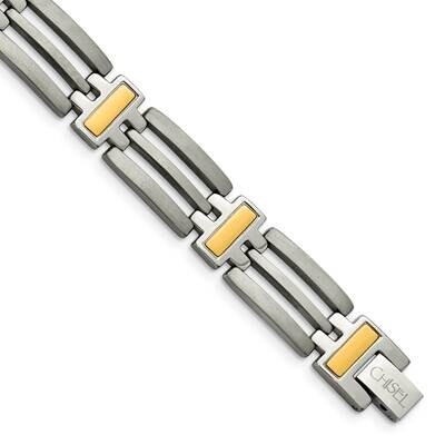 Yellow IP-Plated 8.5 Inch Bracelet Titanium TBB128-8.5 by Chisel, MPN: TBB128-8.5, 883957874340
