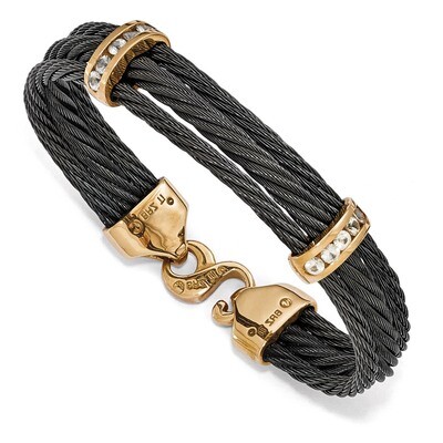 Edward Mirell Titanium &amp; Bronze White Sapphire Cable Bracelet EMB157 by Edward Mirell, MPN: EMB157,…