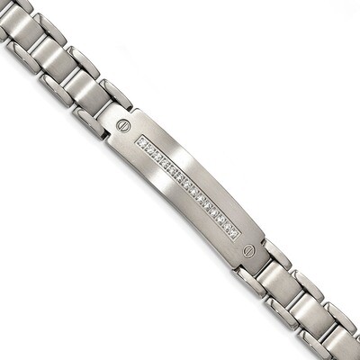 Brushed and Polished with Diamond CZ 8.75 inch Bracelet Titanium TBB173-8.75 by Chisel, MPN: TBB173…