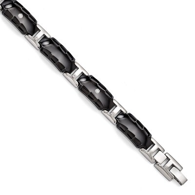 Edward Mirell Black Titanium with Faceted Edges &amp; .12 ct. Diamond Bracelet EMB153-8 by Edward Mirel…