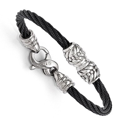 Edward Mirell Titanium Cable &amp; Sterling Silver Bead Children&#39;s Bracelet EMB103-5 by Edward Mirell, …