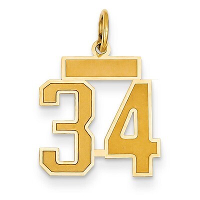 Number 34 Charm 14k Gold Small Satin  LSS34, MPN: LSS34, 883957069234