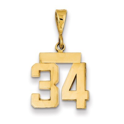 Number 34 Charm 14k Gold Small Polished SP34, MPN: SP34, 883957141053