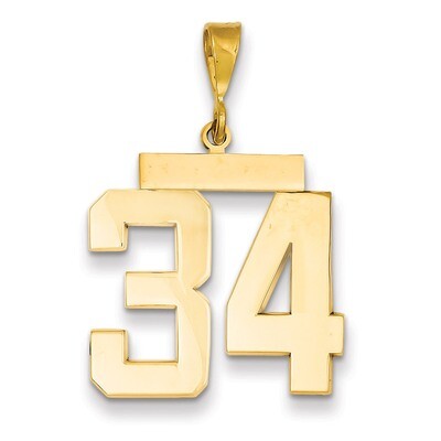 Number 34 Charm 14k Gold Large Polished LP34, MPN: LP34, 883957066950