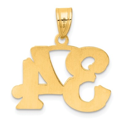 Number 34 Pendant 14k Gold Polished Etched AEN34, MPN: AEN34, 196904080962